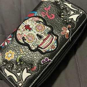 Sugar Skull wristlet wallet
